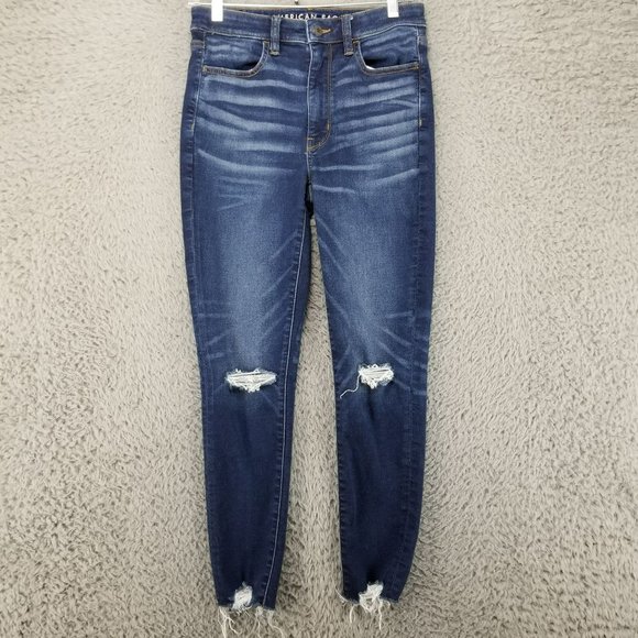 American Eagle Outfitters Denim - American Eagle Outfitters Jeans Womens 6 Distressed Super Hi Rise Jeggings